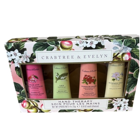 Crabtree & Evelyn Hand Therapy Set (4) Lotion Lilly Summer Hill Pomegranate Pear - Picture 1 of 12